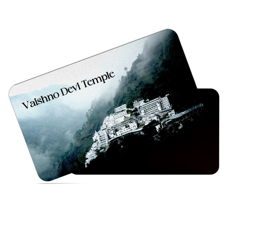 dhcrafts Rectangular Rubber Fridge Magnet / Magnetic Card Multicolor Karnataka Vaishno Devi Temple Design Pack of 1 (8.6cm x 5.4cm)